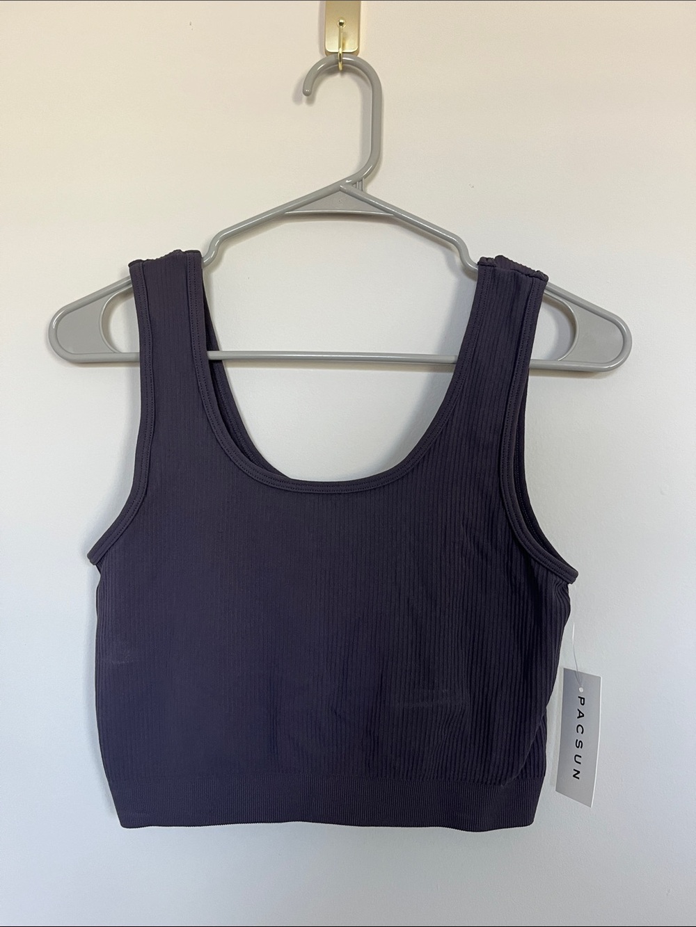 PacSun Ribbed Crop Tank Top - Deep Plum
